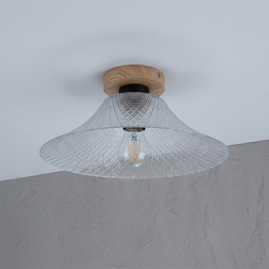 Plafoniera JULL WOOD 1xE27/15W/230V rovere/trasparente Ø 34 cm