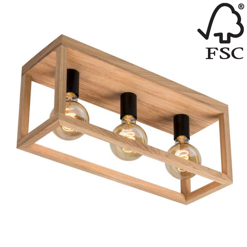 Plafoniera KAGO 3xE27/60W/230V quercia opaco - certificato FSC