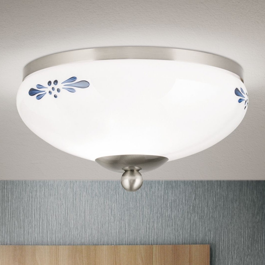 Plafoniera LANDHAUS 1xE27/60W/230V diametro 21 cm cromo opaco/bianco