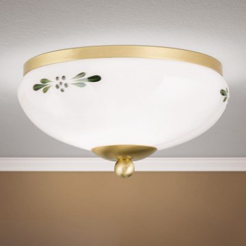 Plafoniera LANDHAUS 1xE27/60W/230V Ø 21 cm ottone/bianco/verde