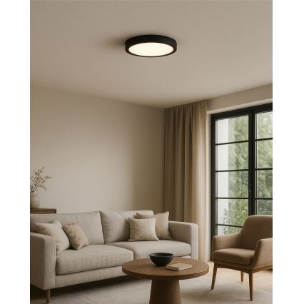 Plafoniera LED/18W/230V 3000/4000/6500K Ø 23 cm nera