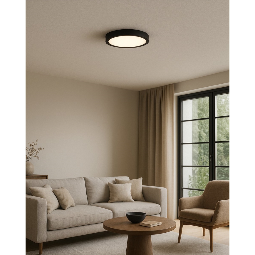 Plafoniera LED/18W/230V 3000/4000/6500K Ø 23 cm nera