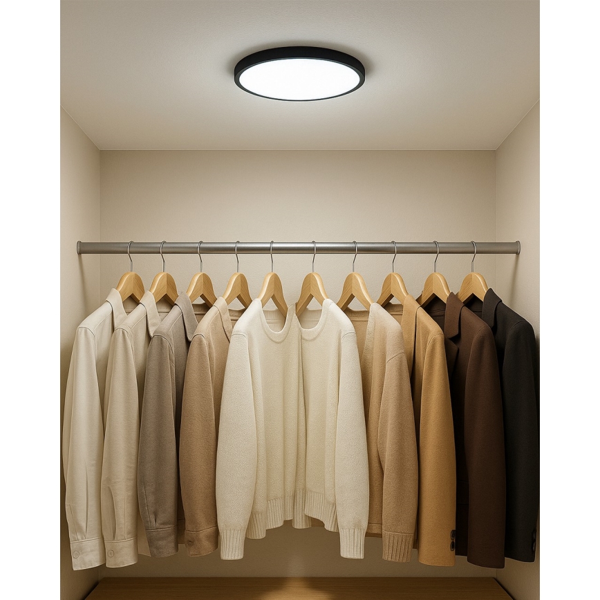 Plafoniera LED/18W/230V 3000/4000/6500K Ø 23 cm nera