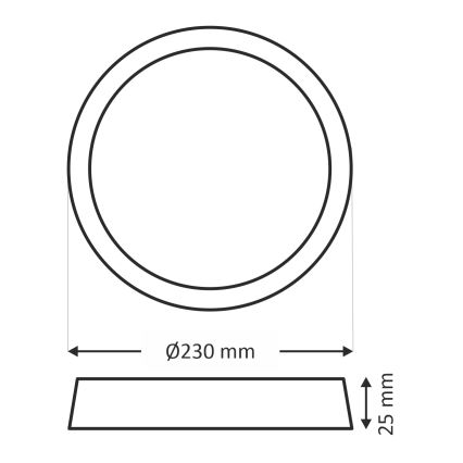 Plafoniera LED/18W/230V 3000/4000/6500K Ø 23 cm nera