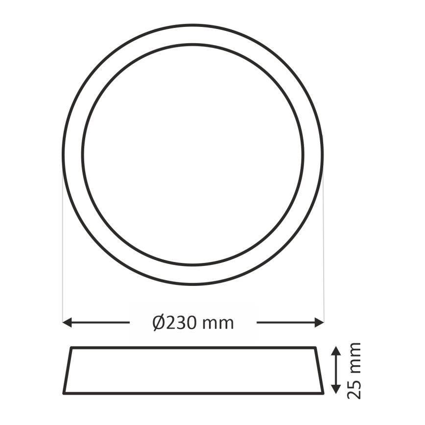 Plafoniera LED/18W/230V 3000/4000/6500K Ø 23 cm nera