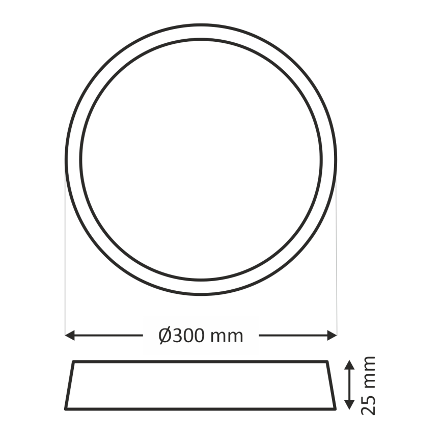 Plafoniera LED 24W/230V, 3000/4000/6500K, Ø 30 cm, marrone