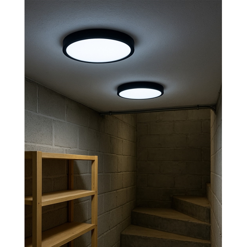Plafoniera LED/32W/230V 3000/4000/6500K Ø 40 cm nera