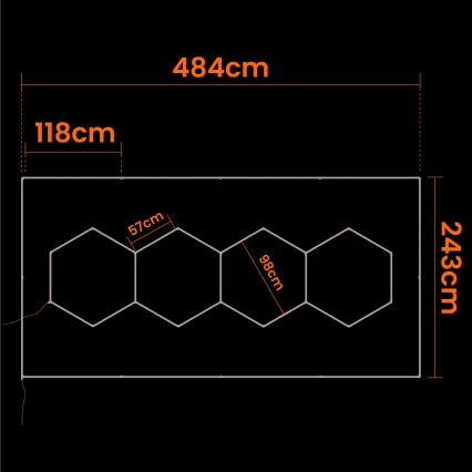 Plafoniera LED HEXAGON LED/384W/85-265V 4000K 484x243 cm CRI 90 IP54 bianco