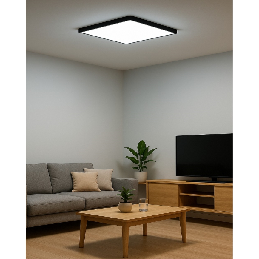 Plafoniera LED/40W/230V 3000/4000/6500K 50x50 cm nera