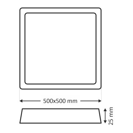 Plafoniera LED/40W/230V 3000/4000/6500K 50x50 cm nera