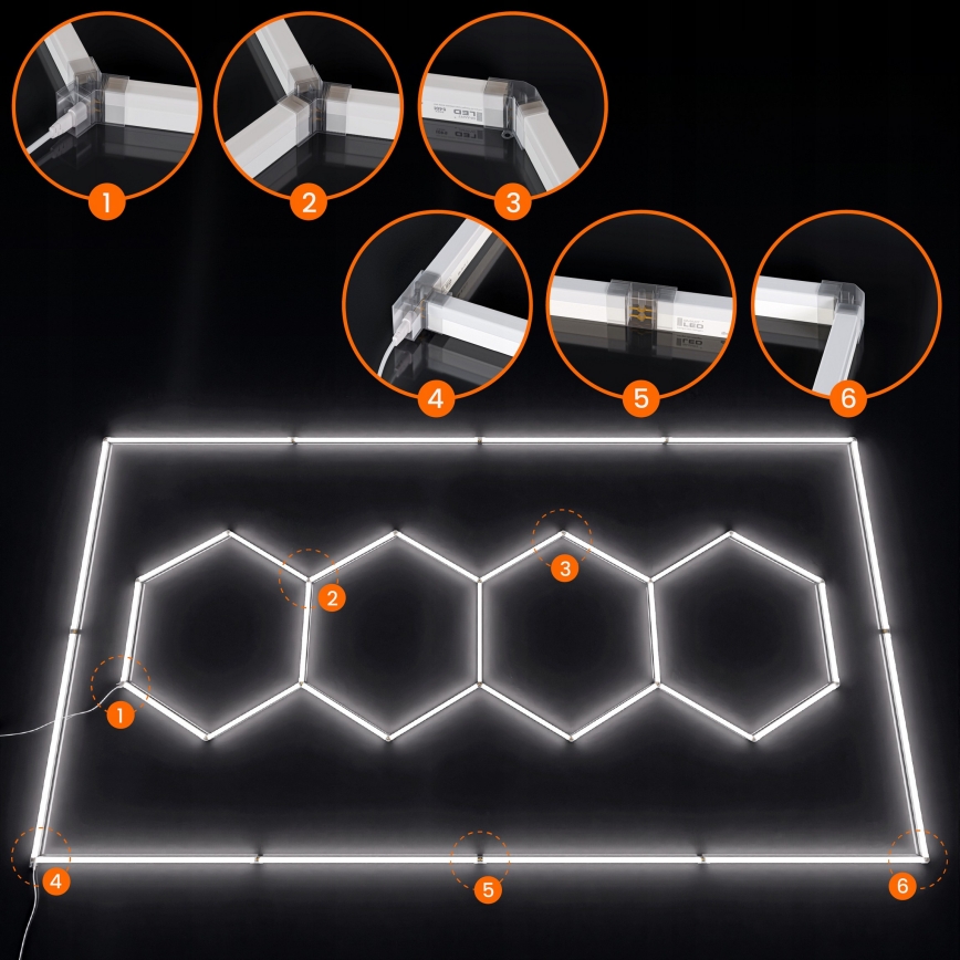 Plafoniera LED HEXAGON LED/426W/85-265V 6500K 484x243 cm CRI 90 IP44 bianco