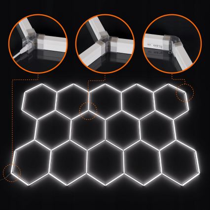 Plafoniera LED HEXAGON LED/570W/85-265V 6500K 522x298 cm CRI 90 IP44 bianca