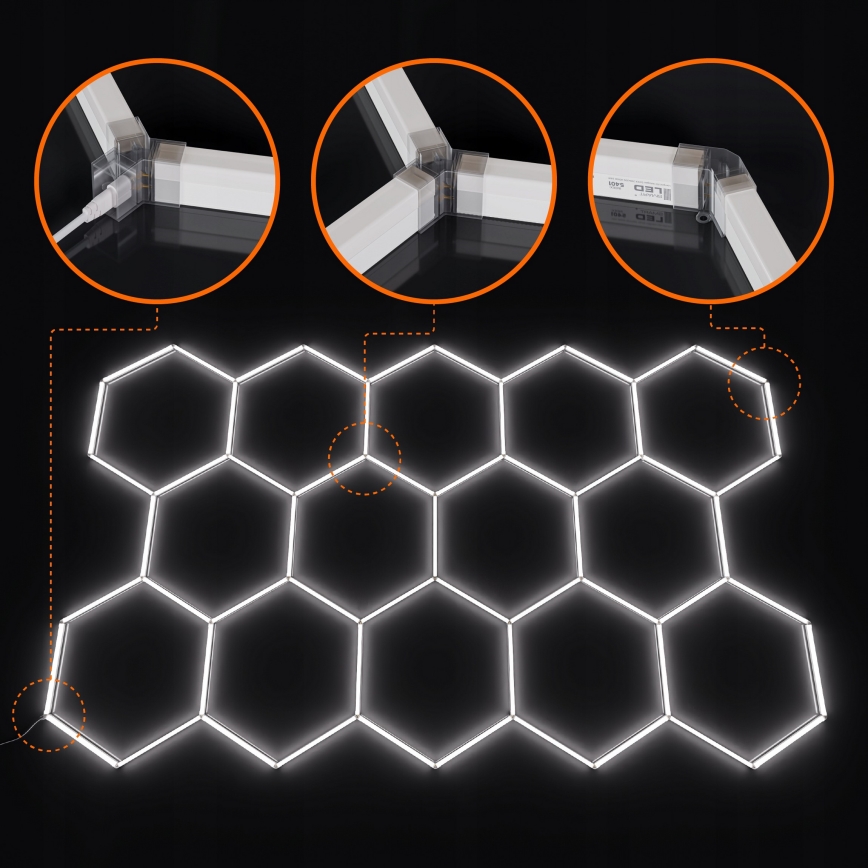 Plafoniera LED HEXAGON LED/570W/85-265V 6500K 522x298 cm CRI 90 IP44 bianca