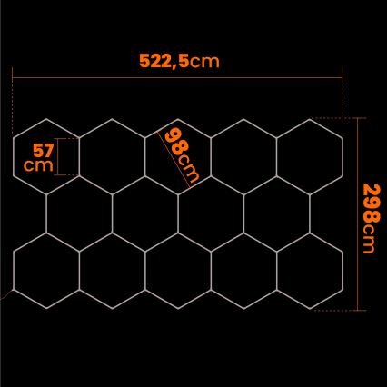 Plafoniera LED HEXAGON LED/570W/85-265V 6500K 522x298 cm CRI 90 IP44 bianca