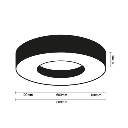 Plafoniera LED 80W/230V, temperatura colore selezionabile 3000/4000/6500K, Ø 80 cm, nera