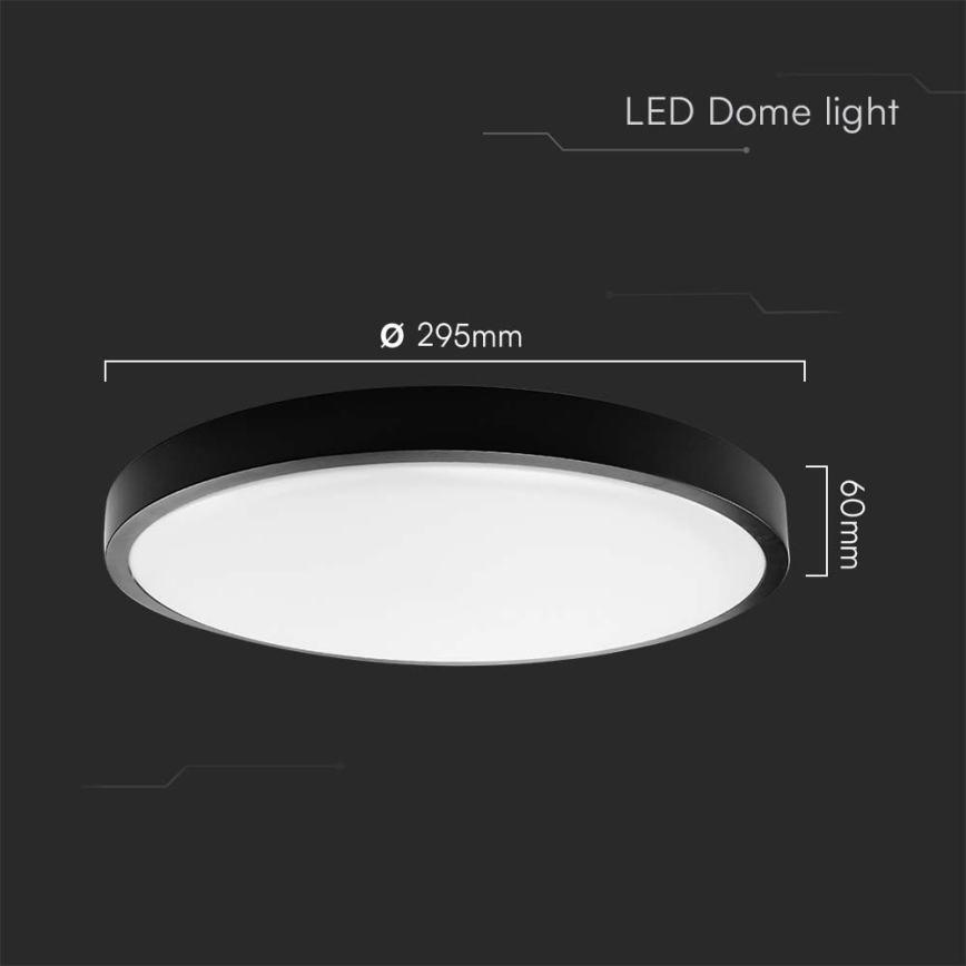 Plafoniera da bagno LED con chip SAMSUNG LED/24W/230V IP44 4000K diam. 29 cm nero