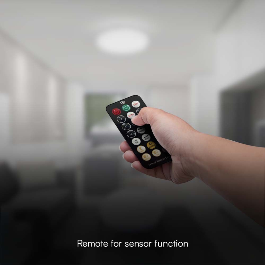 Plafoniera LED per bagno con sensore CHIP SAMSUNG LED/36W/230V IP44 4000K diam. 42 cm bianco + telecomando