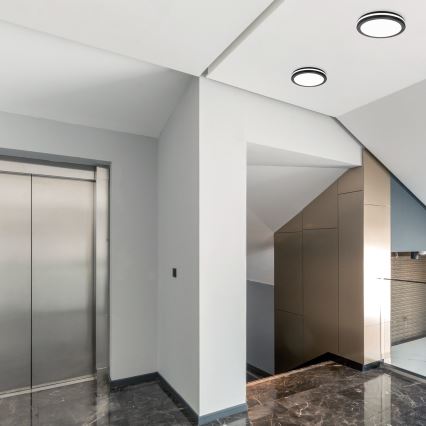 Plafoniera LED per bagno con sensore LED/18W/230V 3000/4000/6500K IP65 diam. 30 cm nera + telecomando