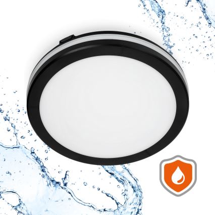 Plafoniera LED per bagno con sensore LED/18W/230V 3000/4000/6500K IP65 diam. 30 cm nera + telecomando