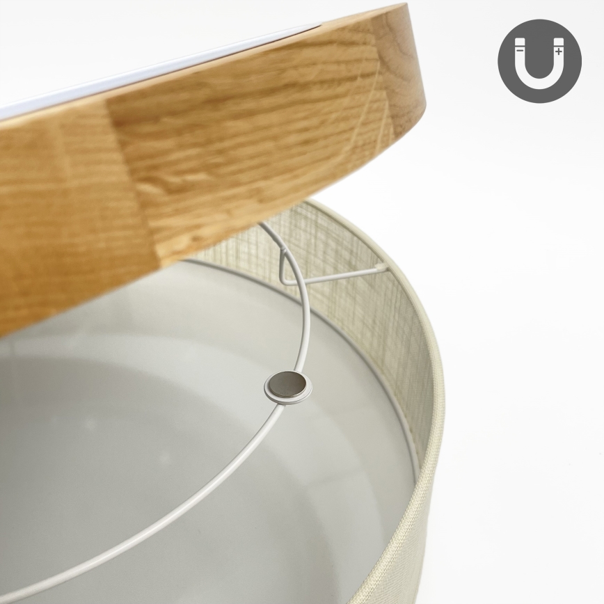 Plafoniera LED BELLADONNA - 36W, 230V, diametro 50 cm, crema/rovere