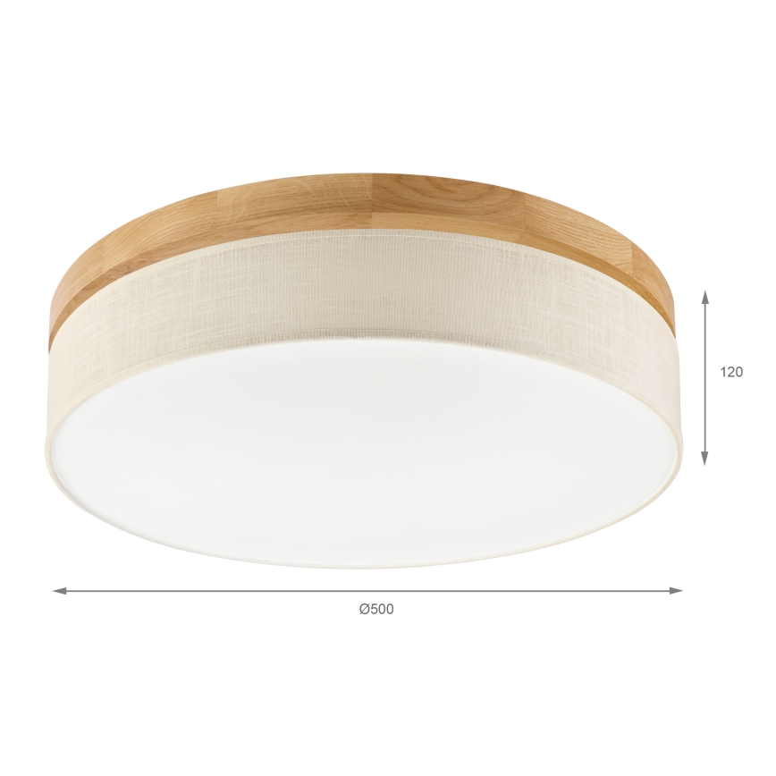 Plafoniera LED BELLADONNA - 36W, 230V, diametro 50 cm, crema/rovere