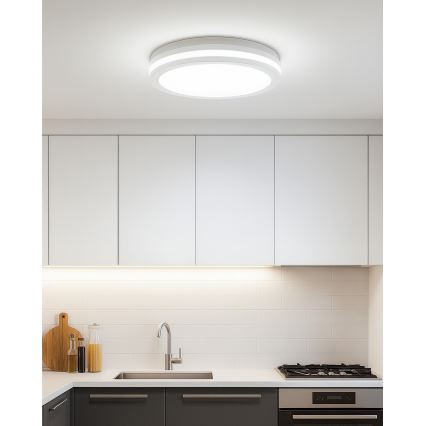 Plafoniera da bagno LED con sensore di movimento, 20W/230V, 3000/4000/6500K, Ø 23 cm, IP54, bianca