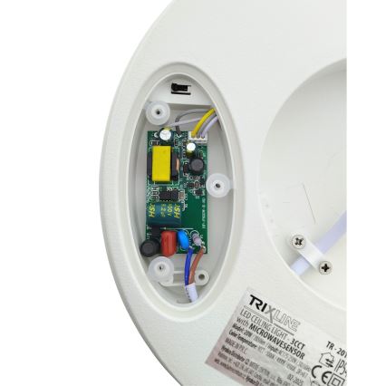 Plafoniera da bagno LED con sensore di movimento, 20W/230V, 3000/4000/6500K, Ø 23 cm, IP54, bianca