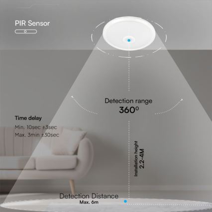 Plafoniera LED con sensore SAMSUNG CHIP LED/12W/230V 3000/4000/6000K diametro 29 cm bianco