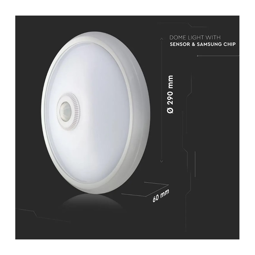Plafoniera LED con sensore SAMSUNG CHIP LED/12W/230V 4000K diametro 29 cm