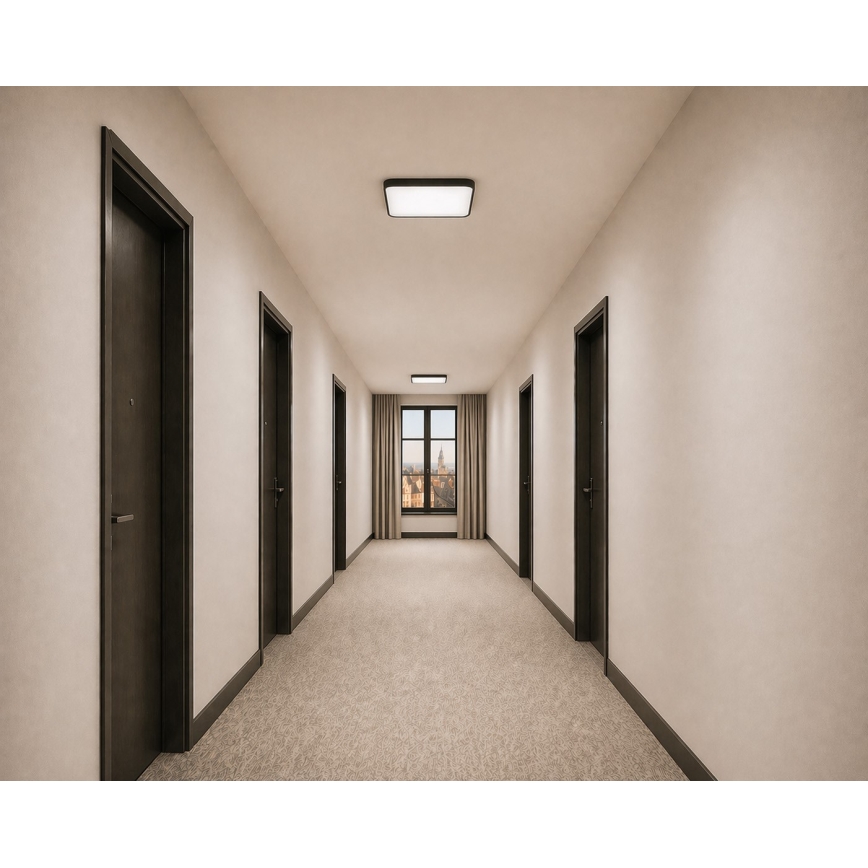 Plafoniera LED con sensore di movimento e crepuscolare WILTON LED/24W/230V 4000K 33x33 cm nero