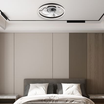 Lampada da soffitto dimmerabile a LED con ventilatore APOLLO LED/38W/230V nero + telecomando