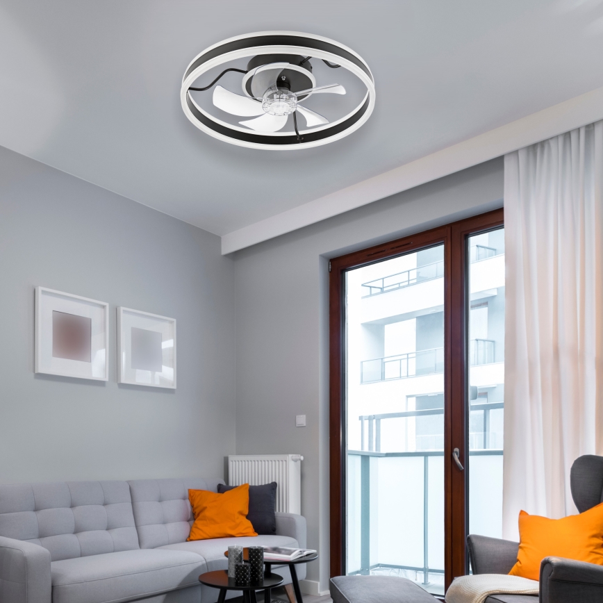 Lampada da soffitto dimmerabile a LED con ventilatore APOLLO LED/38W/230V nero + telecomando