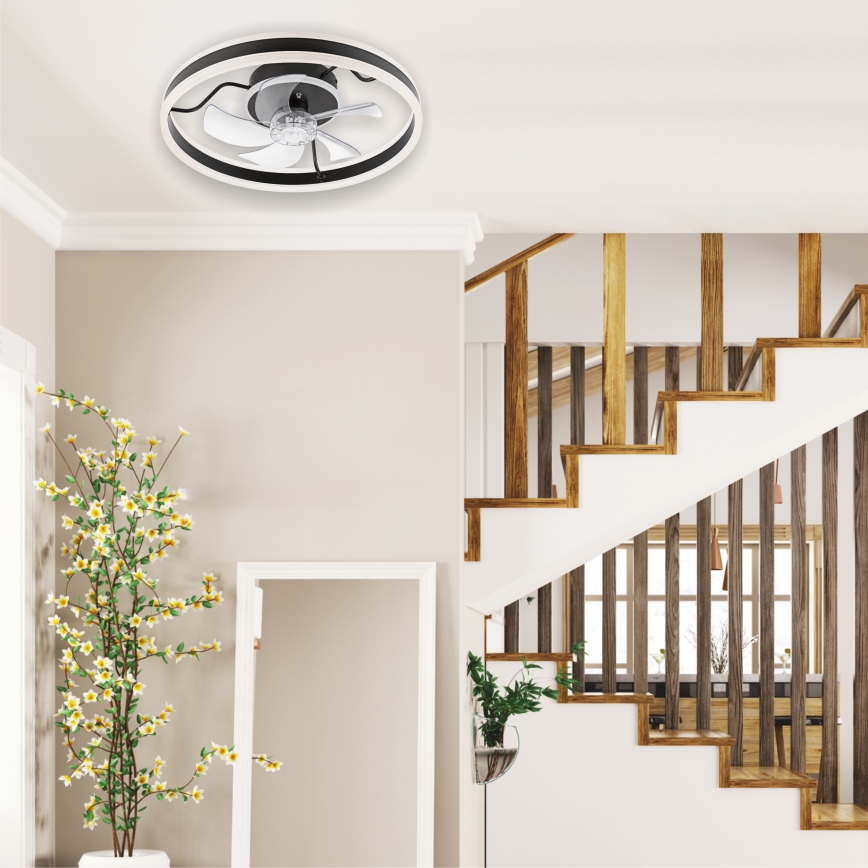 Lampada da soffitto dimmerabile a LED con ventilatore APOLLO LED/38W/230V nero + telecomando