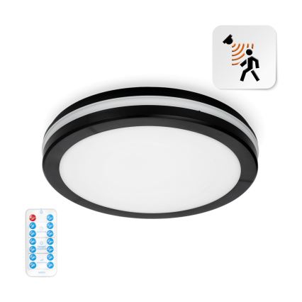 Plafoniera LED da bagno con sensore LED/18W/230V 3000/4000/6500K IP65 diametro 30 cm nero + telecomando