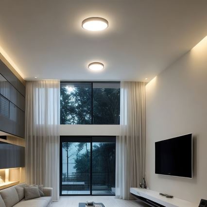 Plafoniera LED da bagno con sensore SAMSUNG CHIP LED/18W/230V IP44 4000K diametro 29 cm nero + telecomando