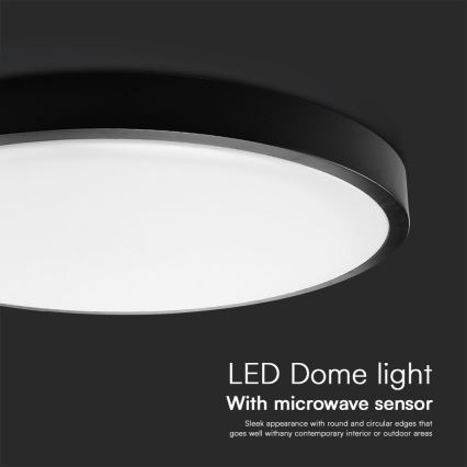 Plafoniera LED da bagno con sensore SAMSUNG CHIP LED/18W/230V IP44 4000K diametro 29 cm nero + telecomando
