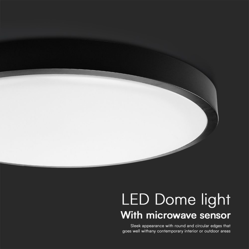 Plafoniera LED da bagno con sensore SAMSUNG CHIP LED/18W/230V IP44 4000K diametro 29 cm nero + telecomando