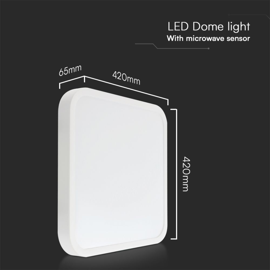 Plafoniera LED da bagno con sensore SAMSUNG CHIP LED/36W/230V IP44 4000K 42x42 cm bianco + telecomando