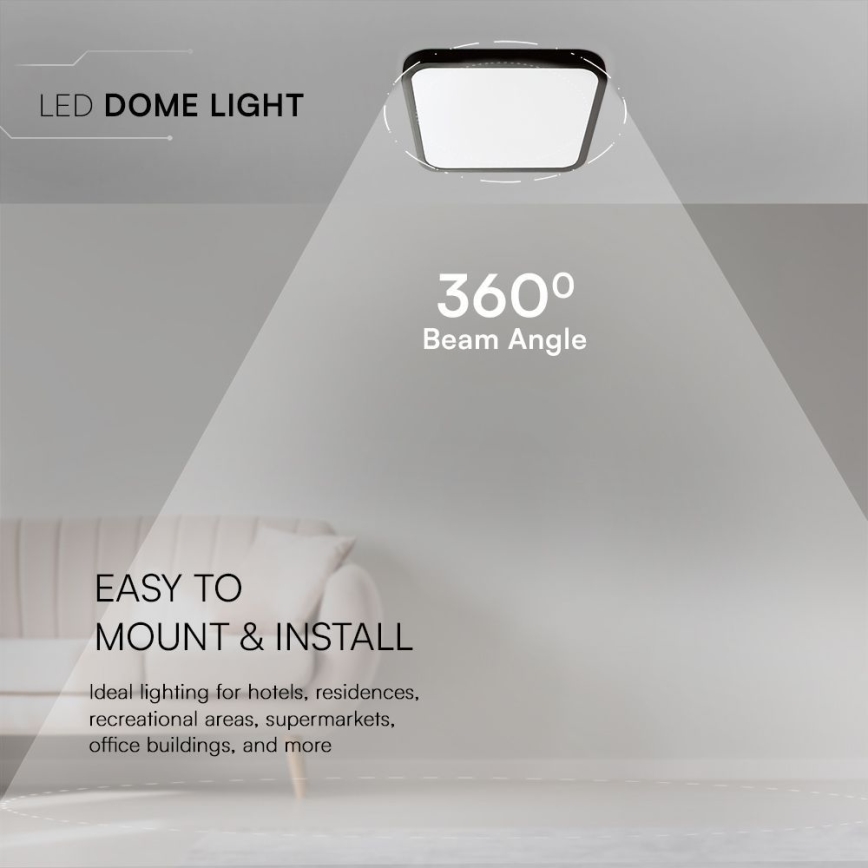 Plafoniera LED da bagno SAMSUNG CHIP LED/24W/230V IP44 4000K 29x29 cm nero