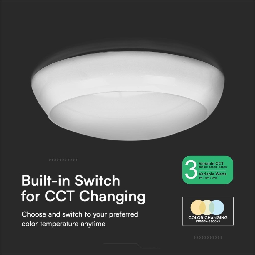 Plafoniera LED da esterno con sensore LED/8W/16W/20W/230V IP65 3000/4000/6500K