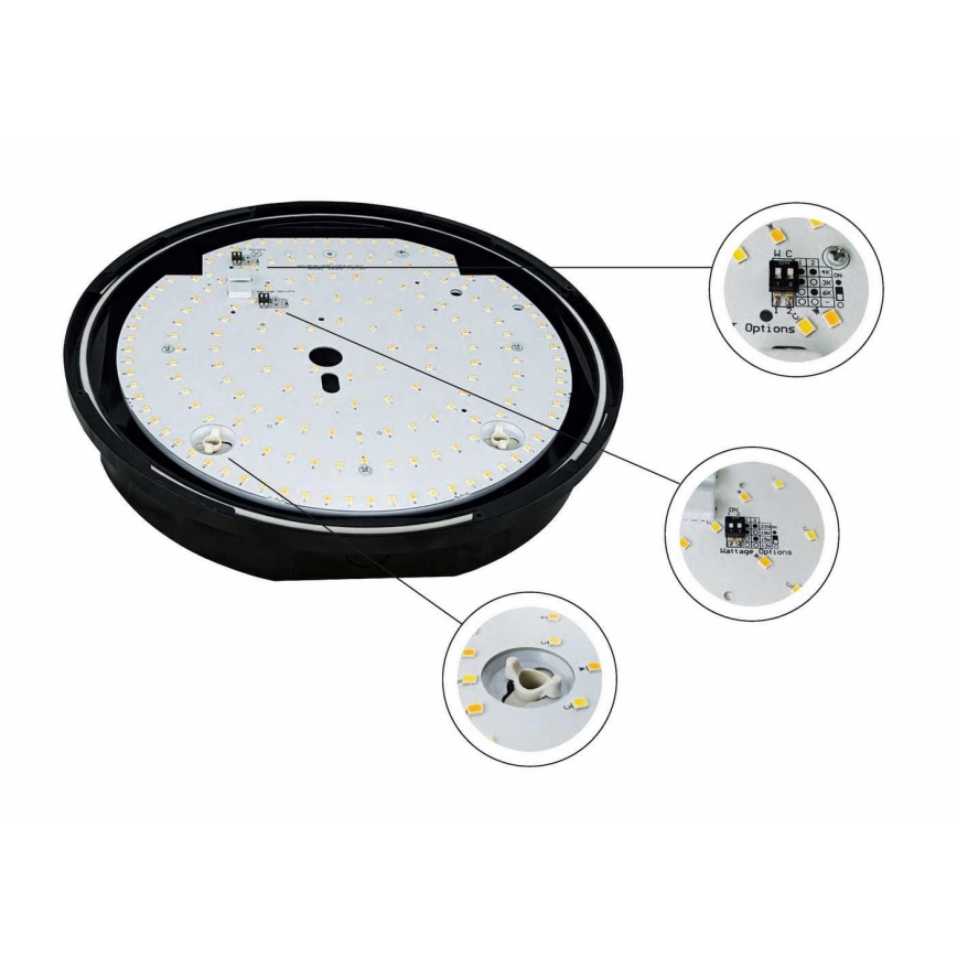 LED Dimmerabile per esterni soffitto chiaro STROPY LED/12/15/18/22W/230V 3000/4000/6000K IP65 nero