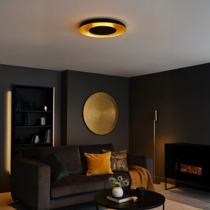 Plafoniera LED da soffitto PIATTINO LED/30W/230V 3000/4000/6000K Ø 40 cm nero/oro