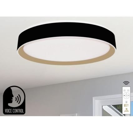 Plafoniera LED dimmerabile con controllo vocale OPAL LED/48W/230V 2700-6500K nero + telecomando
