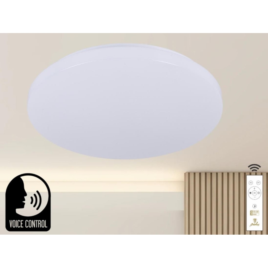 Plafoniera LED dimmerabile con controllo vocale OPAL LED/48W/230V 2700-6500K bianco + telecomando