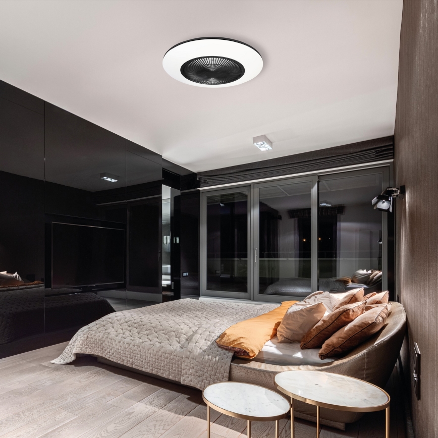 Plafoniera LED dimmerabile con ventilatore ARIA LED/38W/230V nero/bianco + telecomando