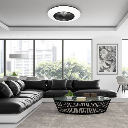 Plafoniera LED dimmerabile con ventilatore ARIA LED/38W/230V nero/bianco + telecomando