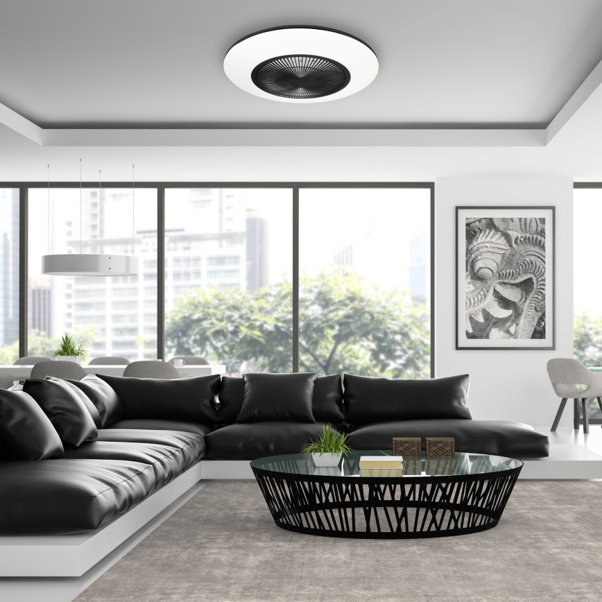 Plafoniera LED dimmerabile con ventilatore ARIA LED/38W/230V nero/bianco + telecomando
