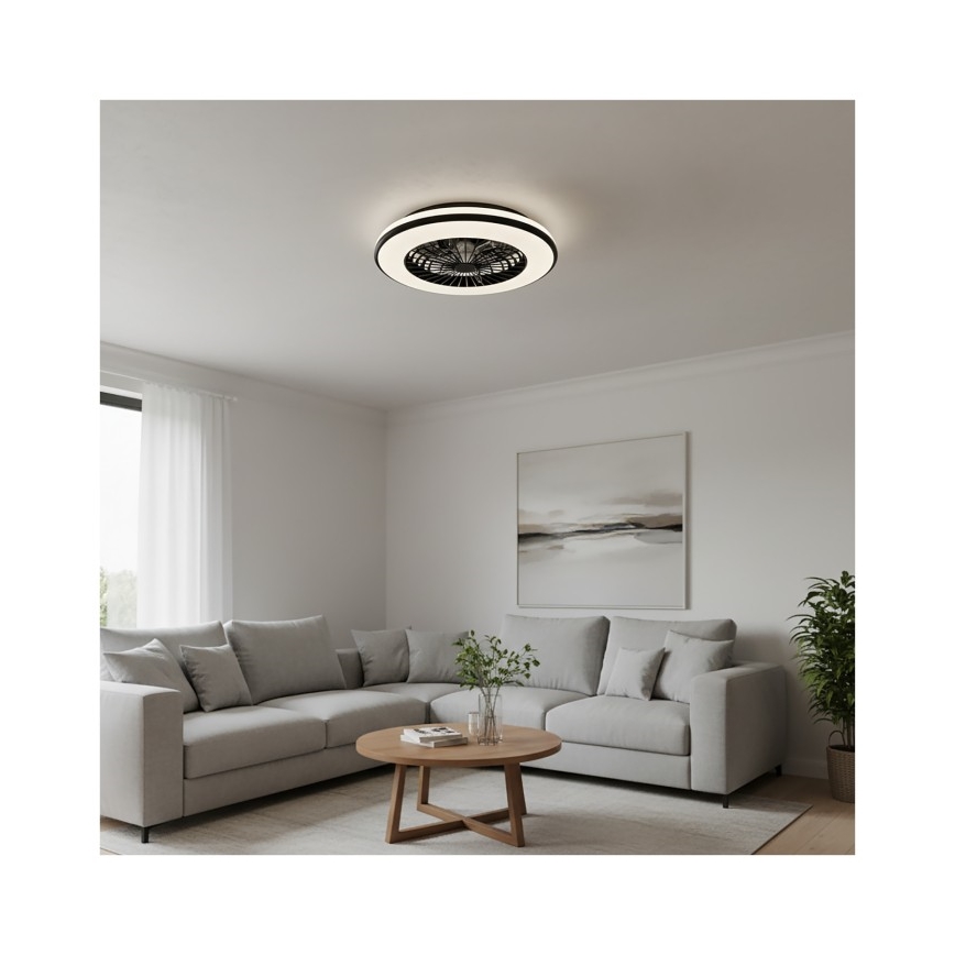 Plafoniera da soffitto dimmerabile LED con ventilatore VENTELUX LED/48W/230V 3000/4000/6500K Ø 48,5 cm nero + telecomando