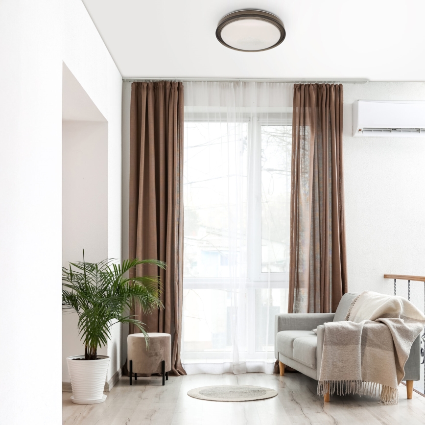 Plafoniera LED dimmerabile da bagno HALINA LED/48W/230V 3000-6000K diametro 38 cm IP44 nero + telecomando