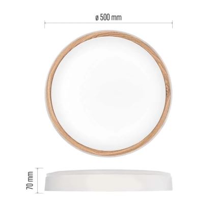 Plafoniera LED dimmerabile ILVI LED/45W/230V 2700-6500K Ø 50 cm bianco/beige + con telecomando